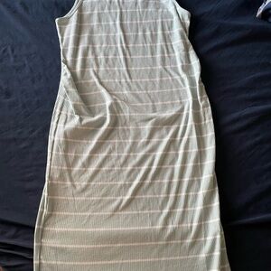 Maternity SHEIN Green and White Striped Midi Dress